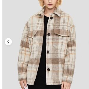 Bershka Shacket in Tan and Cream